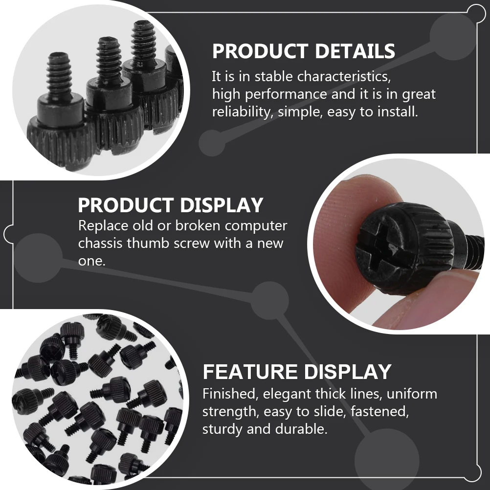 100pcs Computer Case Screws Black Thumb Screw Replacement Chassis Fixing Knurled Thumbscrews Easy Install Long Service Anti Rust
100pcs Computer Case Screws Black Thumb Screw Replacement Chassis Fixing Knurled Thumbscrews Easy Install Long Service Anti Rust