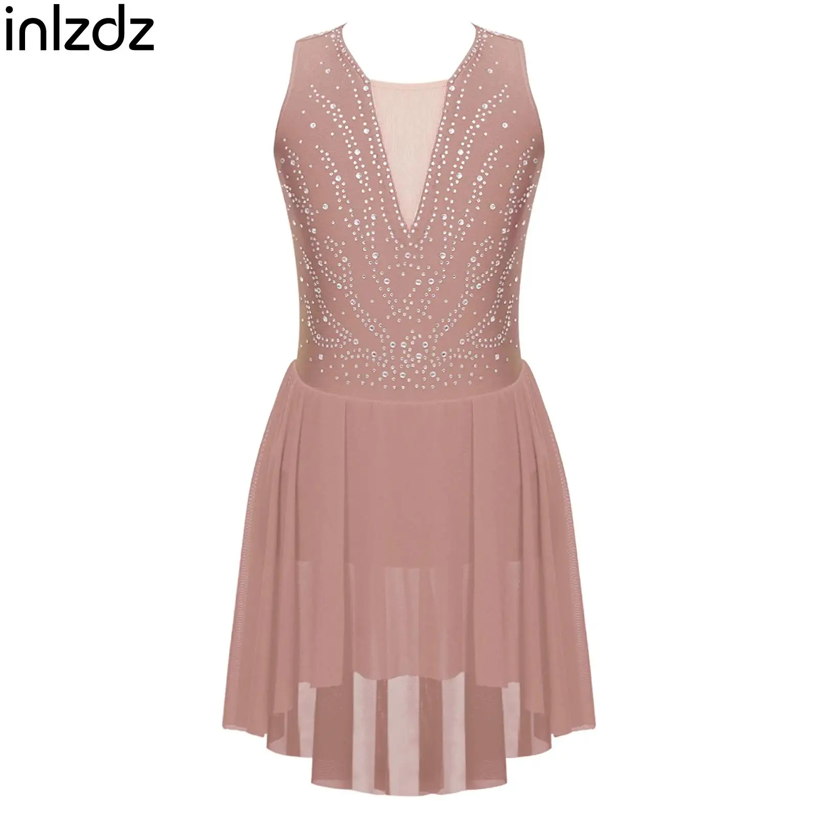 Kids Girls Shiny Rhinestone Figure Skating Performance Dance Dresses Sleeveless Lace-up Back Sheer Mesh Asymmetrical Hem Skirt
Kids Girls Shiny Rhinestone Figure Skating Performance Dance Dresses Sleeveless Lace-up Back Sheer Mesh Asymmetrical Hem Skirt