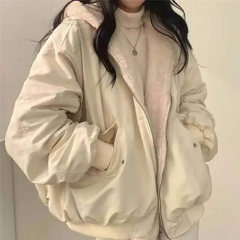 Winter Thicken Warm Parkas Women Fashion Double Sided Hooded Fleece Coat Ladies Korean Loose Long Sleeve Zip Up Jackets
Winter Thicken Warm Parkas Women Fashion Double Sided Hooded Fleece Coat Ladies Korean Loose Long Sleeve Zip Up Jackets