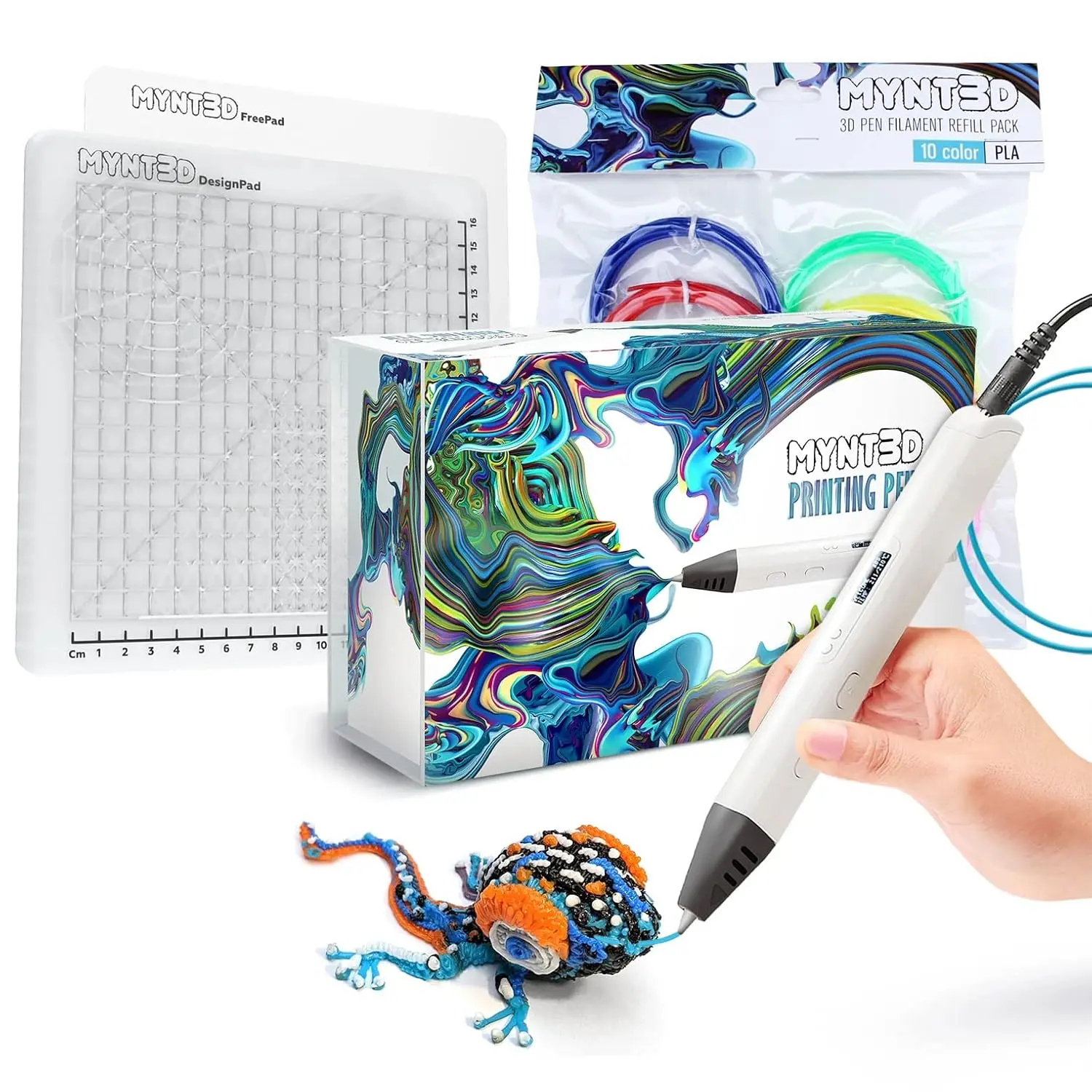 3D Printing Pen Kit with 10 Color PLA and DesignPad Mat
3D Printing Pen Kit with 10 Color PLA and DesignPad Mat