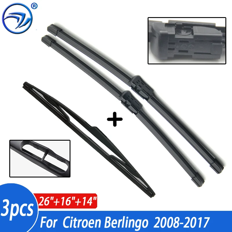 Wiper Front Rear Wiper Blades Set For Citroen Berlingo B9 2008 - 2017 2016 2015 2014 Windshield Windscreen 26"16"14"
Wiper Front Rear Wiper Blades Set For Citroen Berlingo B9 2008 - 2017 2016 2015 2014 Windshield Windscreen 26"16"14"