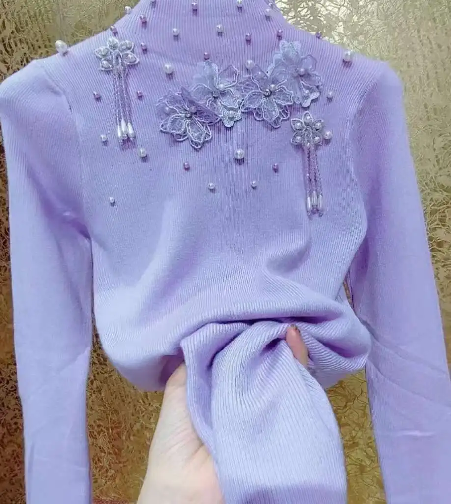 Pearls Beads Wer Slim Sweater Women Autumn Winter Stand Collar Knitwear Top Knitted Bottoming Pullovers Jumpers
Pearls Beads Wer Slim Sweater Women Autumn Winter Stand Collar Knitwear Top Knitted Bottoming Pullovers Jumpers