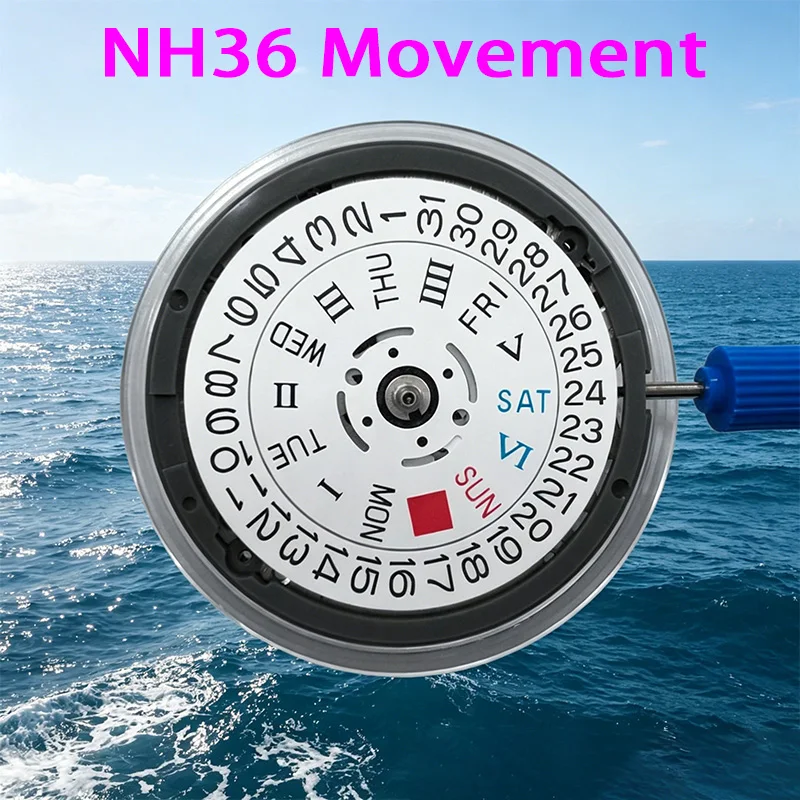 Original NH36 Automatic Mechanical Movement Crown at 3.0/3.8 /4.1O'Clock NH36 NH36a Movement Black White Gold Arabic Date Wheel
Original NH36 Automatic Mechanical Movement Crown at 3.0/3.8 /4.1O'Clock NH36 NH36a Movement Black White Gold Arabic Date Wheel