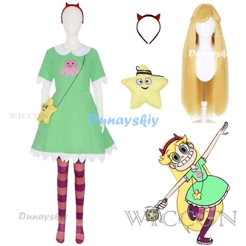 Anime Star Star Butterfly Cosplay Star Butterfly Green Dress Wig Red Headwear Socks Halloween Fancy Costume
Anime Star Star Butterfly Cosplay Star Butterfly Green Dress Wig Red Headwear Socks Halloween Fancy Costume