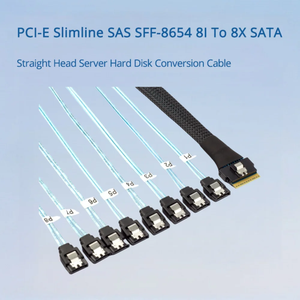 PCI-E Slimline SAS SFF-8654 8I To 8X SATA Straight Head Server Hard Disk Conversion Cable Length Optional 0.5M 0.8M 1M
PCI-E Slimline SAS SFF-8654 8I To 8X SATA Straight Head Server Hard Disk Conversion Cable Length Optional 0.5M 0.8M 1M