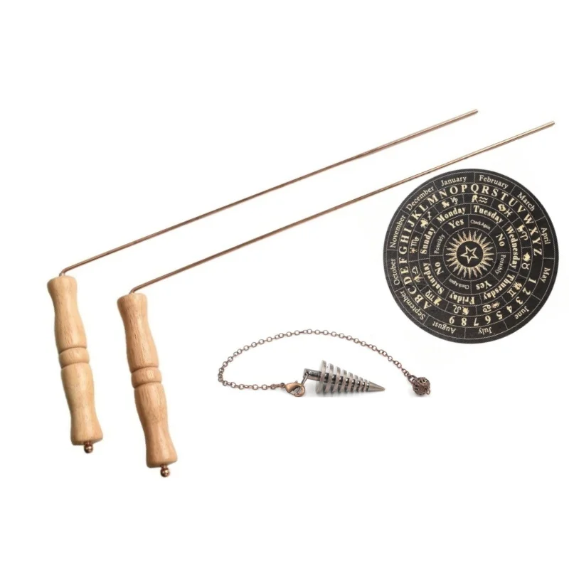 4PCS Copper Dowsing Rods Kit -Wooden Handles Divining Rods with 1 Pendulos & 1 Divination Mat Outdoor Detection Tool
4PCS Copper Dowsing Rods Kit -Wooden Handles Divining Rods with 1 Pendulos & 1 Divination Mat Outdoor Detection Tool