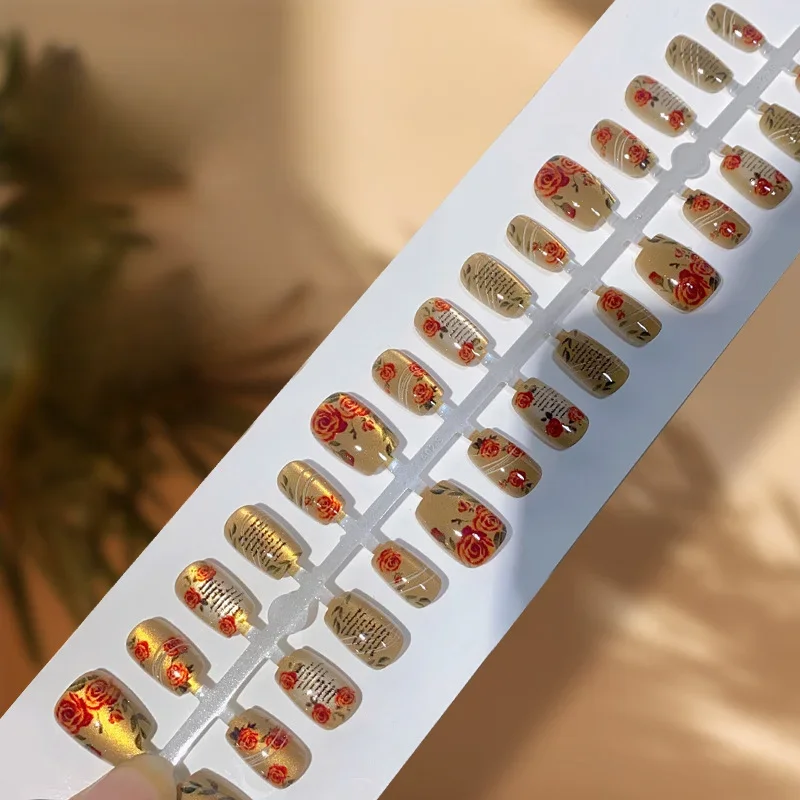 Retro Pretty Yellow Rose Oath Cat Eye Short Coffin Fake Nails Shiny Manicure French Style False Nails 30pcs Cute Nail Arts
Retro Pretty Yellow Rose Oath Cat Eye Short Coffin Fake Nails Shiny Manicure French Style False Nails 30pcs Cute Nail Arts