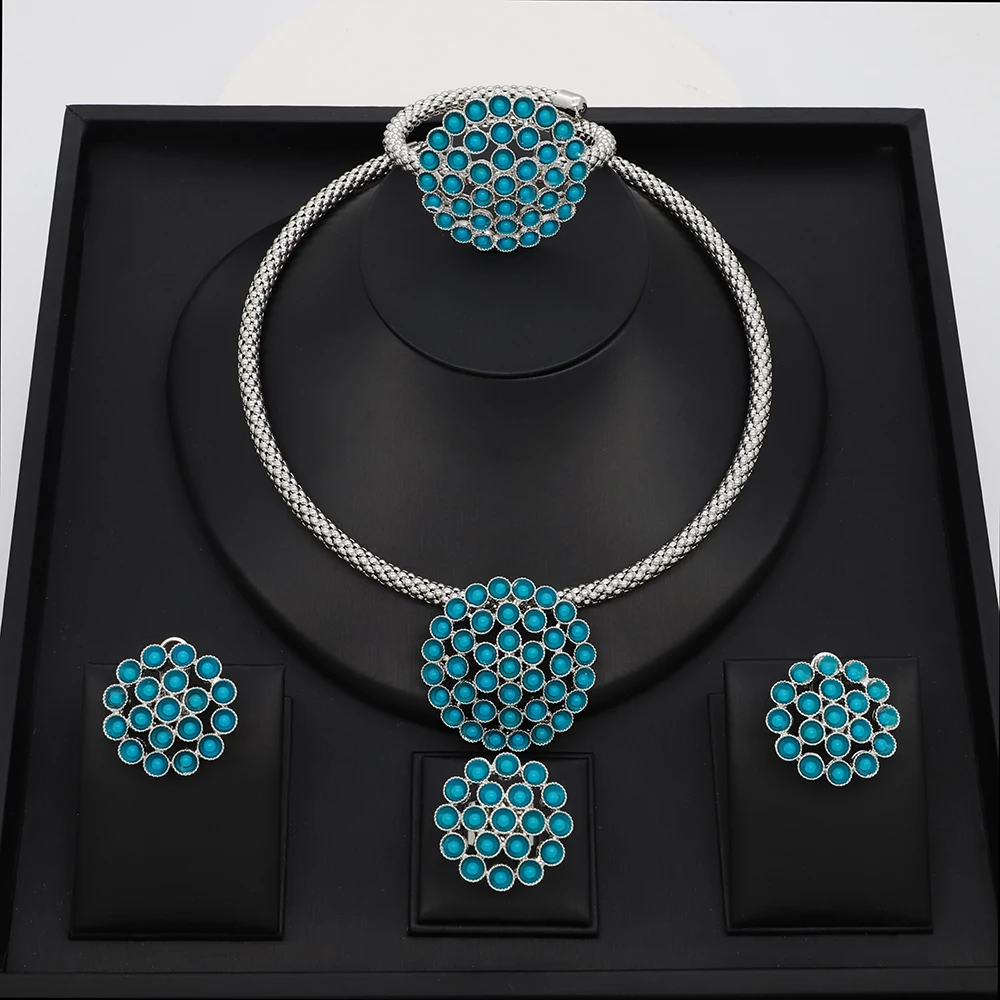 2026 High Quality Blue Round Beads Jewelry Set - Simple Design Pendant Necklace Earrings Ring Bracelet Fashionable Accessory
2026 High Quality Blue Round Beads Jewelry Set - Simple Design Pendant Necklace Earrings Ring Bracelet Fashionable Accessory