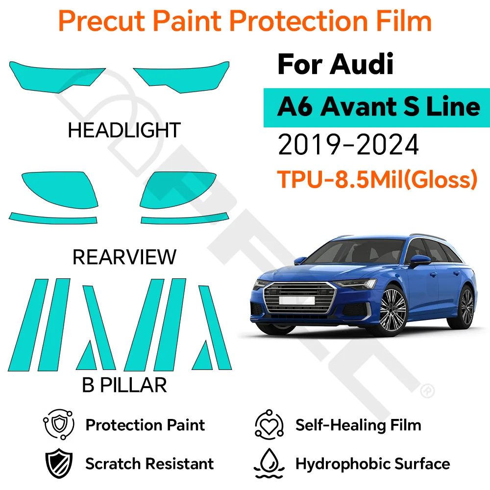 For Audi A6 Avant S Line 2019-2024 Headlight Protective Film Precut 8.5mil Clear TPU PPF Wrap Anti-Scratch UV-Resistant Film
For Audi A6 Avant S Line 2019-2024 Headlight Protective Film Precut 8.5mil Clear TPU PPF Wrap Anti-Scratch UV-Resistant Film
