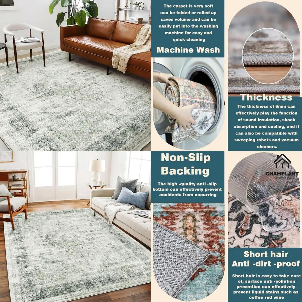 6'x9' Washable Floral Green Vintage-Style Indoor Non-Slip Carpet for Living Room, Bedroom, and Dining Area
6'x9' Washable Floral Green Vintage-Style Indoor Non-Slip Carpet for Living Room, Bedroom, and Dining Area