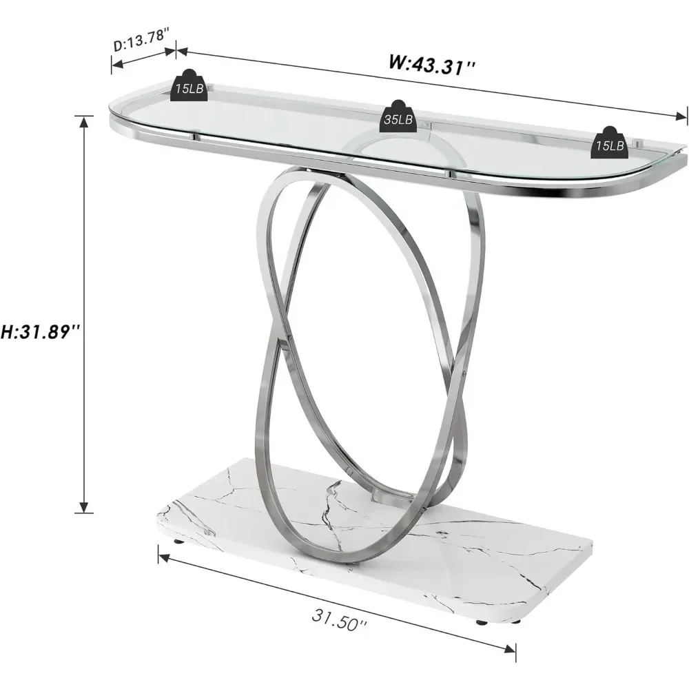 Glass Entryway Table; Silver-coloured, Oval Frame and Marble Base, Chrome-plated, Glass Sofa Table for Living Room
Glass Entryway Table; Silver-coloured, Oval Frame and Marble Base, Chrome-plated, Glass Sofa Table for Living Room