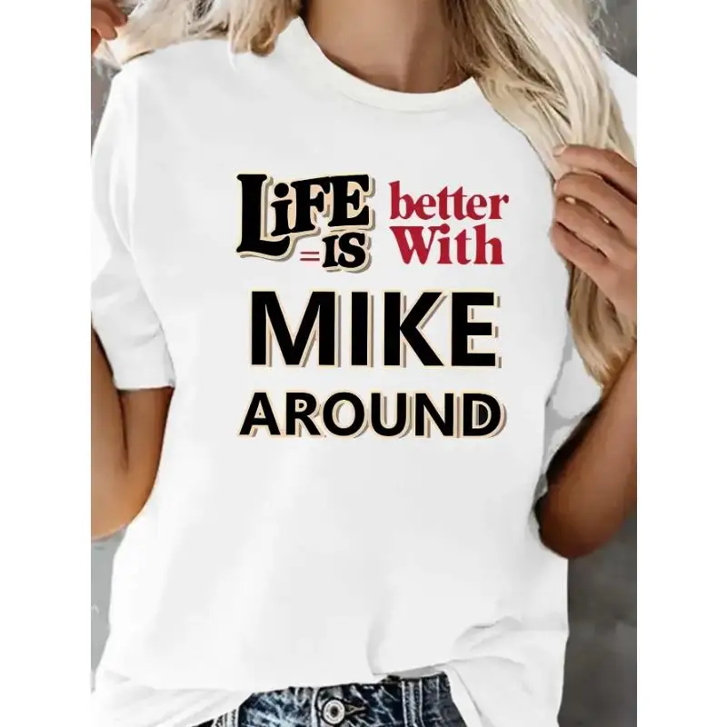 Women Life Is Better With Mike T-Shirt Funny Named Gift Graphic Tee Mike Lover Love Slogan Personalized Casual Top for Him
Women Life Is Better With Mike T-Shirt Funny Named Gift Graphic Tee Mike Lover Love Slogan Personalized Casual Top for Him