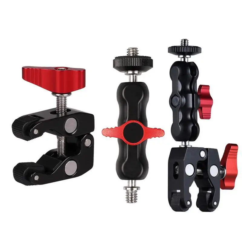 Metal Super Clamp with Double Ball Head Magic Arm Clamp 1/4'' 3/8'' Hole for Phone Video Mount Camera Monitor LED Light Mic
Metal Super Clamp with Double Ball Head Magic Arm Clamp 1/4'' 3/8'' Hole for Phone Video Mount Camera Monitor LED Light Mic
