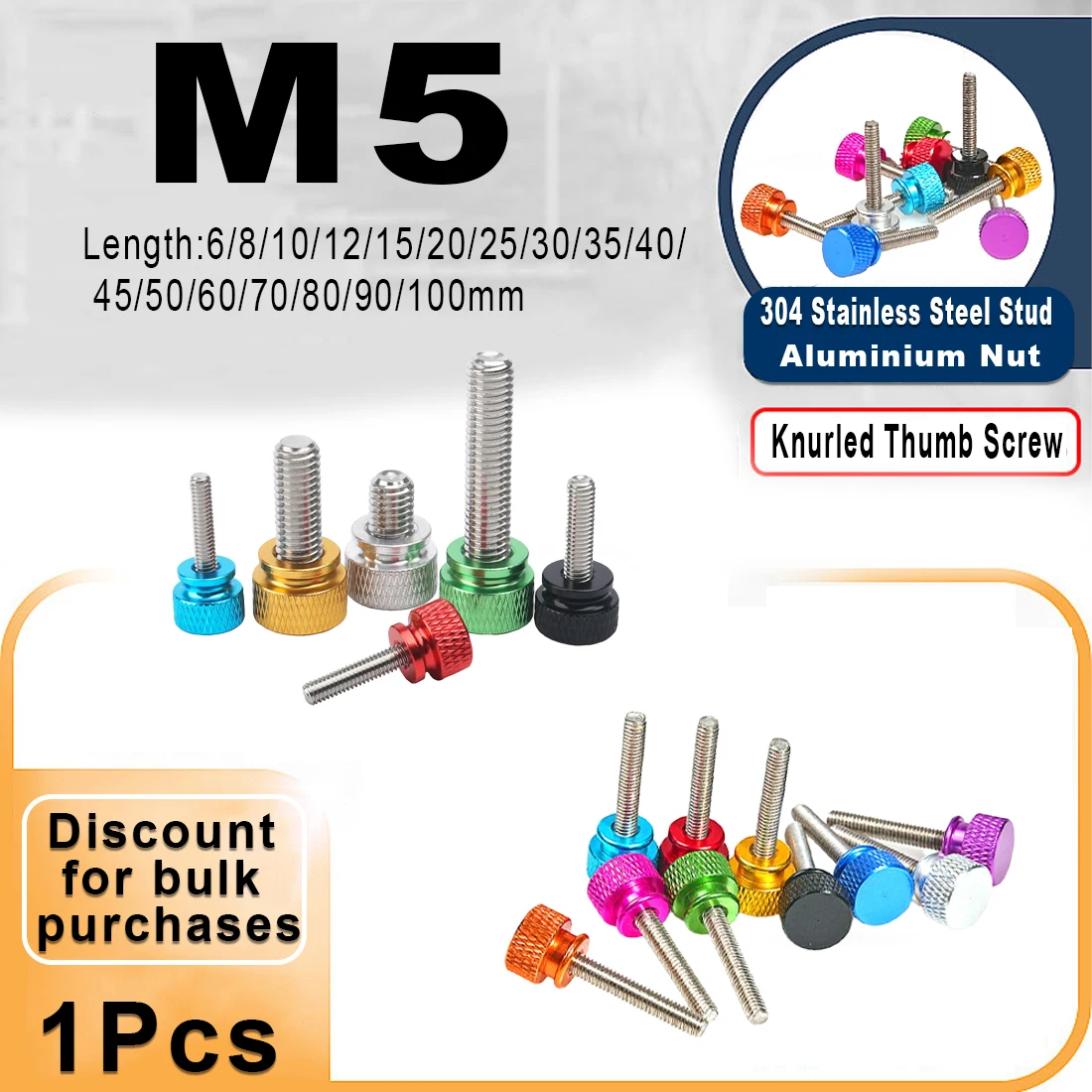 1Pc M5 Aluminum Step Thumb Screw Computer Case Screw Knurled Hand Grip Knob Bolts Thumbscrews Aluminum & Stainless Steel
1Pc M5 Aluminum Step Thumb Screw Computer Case Screw Knurled Hand Grip Knob Bolts Thumbscrews Aluminum & Stainless Steel