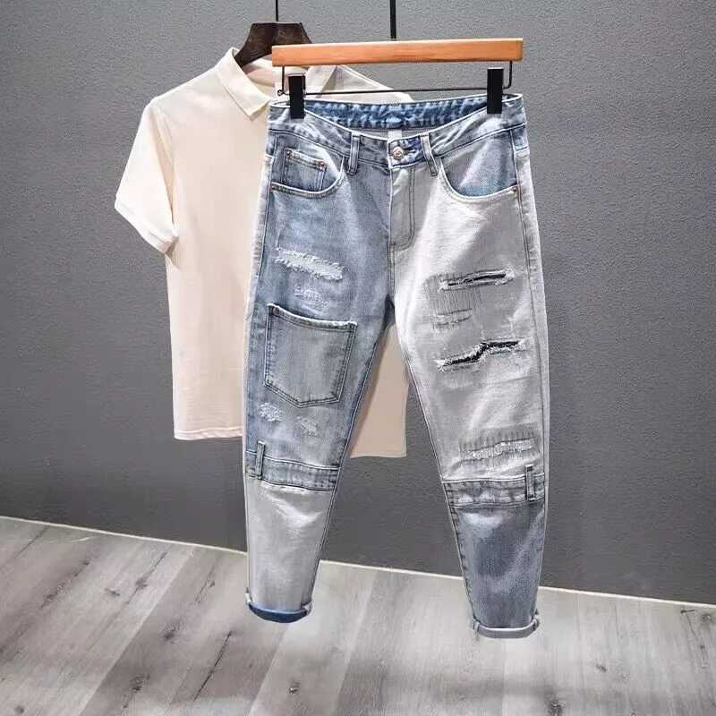 Men Ripped Jean Distressed Jeans Denim Washed Ankle Length Pencil Pants Spliced Patchwork Jeans Skinny Holes High Street
Men Ripped Jean Distressed Jeans Denim Washed Ankle Length Pencil Pants Spliced Patchwork Jeans Skinny Holes High Street