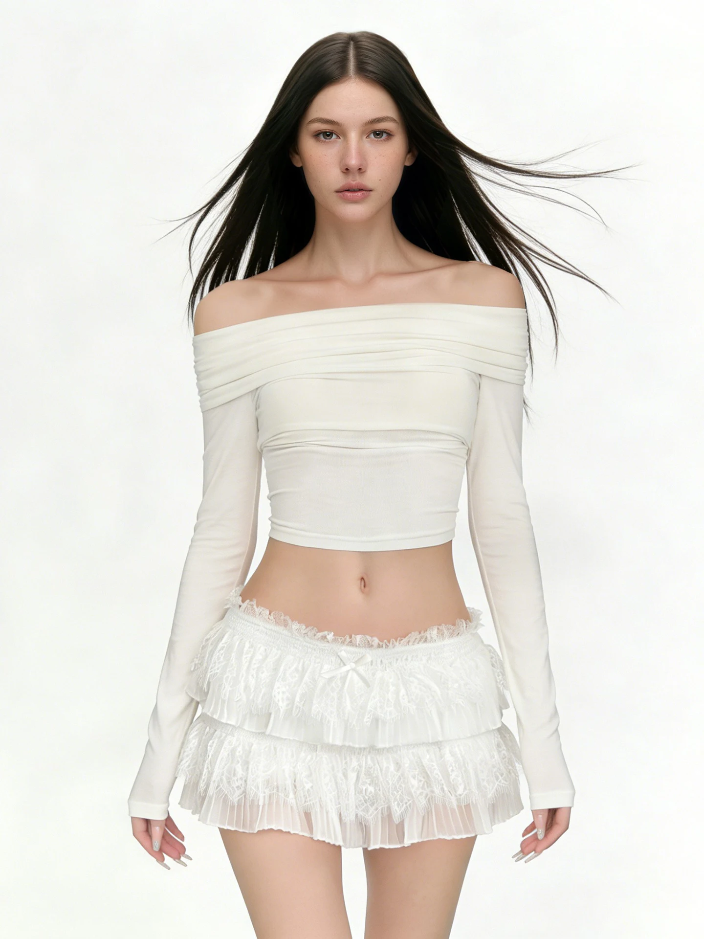 Funoff Vintage White Lace Splicing Double Layer Skirt Women's Slim Fit Pleated Ultra Short Skirt Cake Skirt Low Waist
Funoff Vintage White Lace Splicing Double Layer Skirt Women's Slim Fit Pleated Ultra Short Skirt Cake Skirt Low Waist