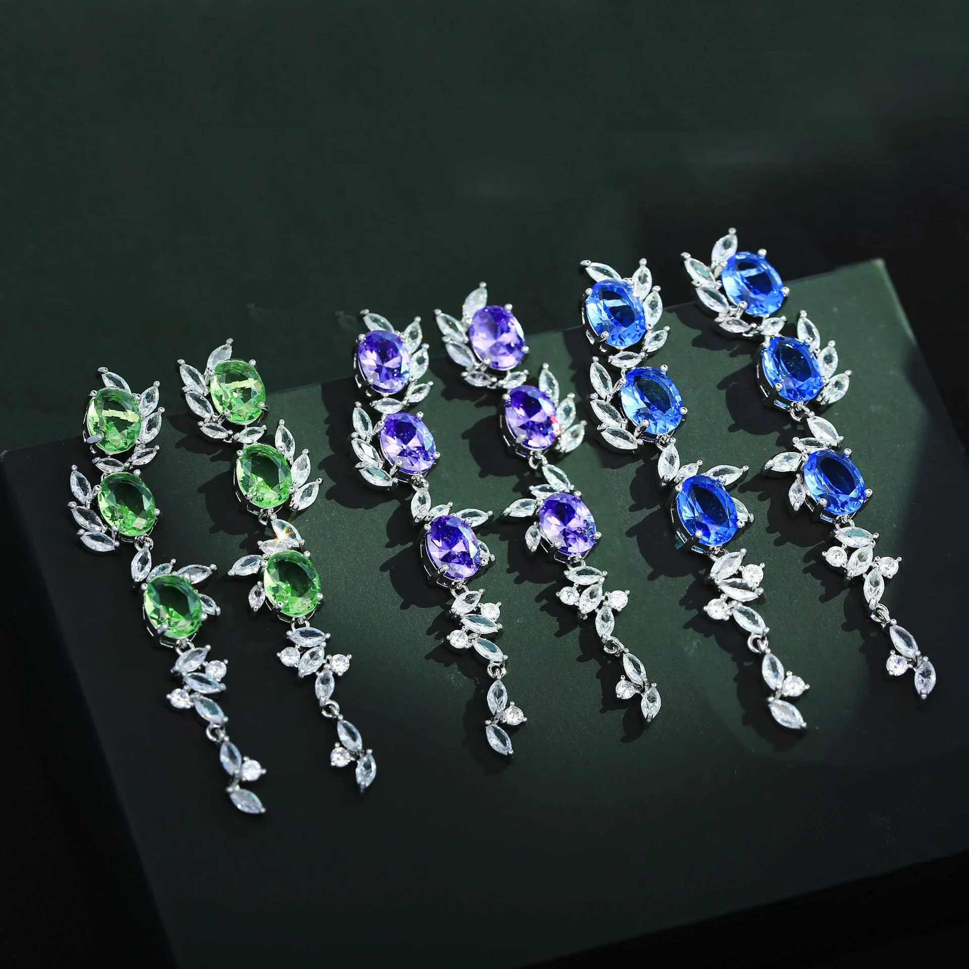 925 Silver Needle Multi-color Oval Gemstone Vine Drop Earrings, Silver Tone Fashion Jewelry for Women Daily Party Wear
925 Silver Needle Multi-color Oval Gemstone Vine Drop Earrings, Silver Tone Fashion Jewelry for Women Daily Party Wear