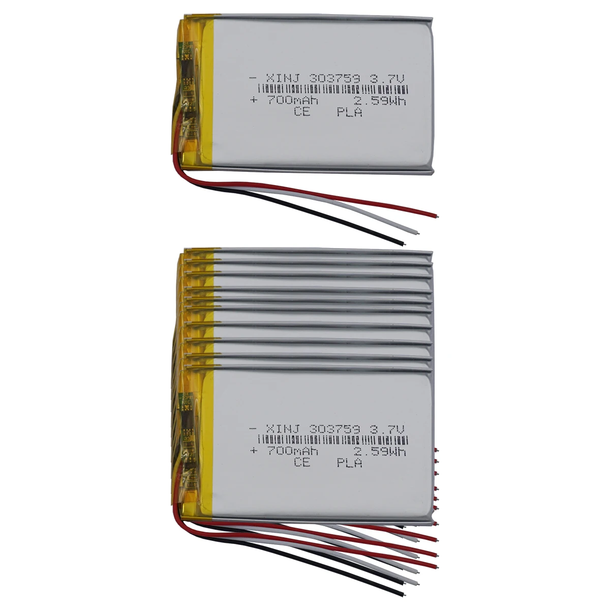 10pcs 3.7V 700mAh 2.59Wh Li-polymer Rechargeable 3-Wires Thermistor Li Battery 303759 For GPS Bluetooth Speaker Driving Recorder
10pcs 3.7V 700mAh 2.59Wh Li-polymer Rechargeable 3-Wires Thermistor Li Battery 303759 For GPS Bluetooth Speaker Driving Recorder