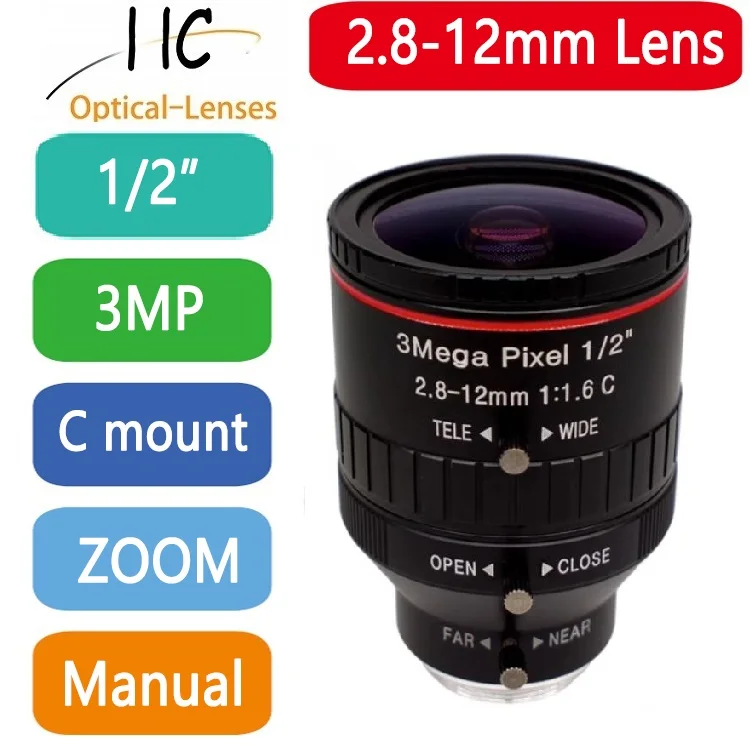 3.0Mega Pixel C-Mount 2.8-12mm 1/2'' Format FA/ Machine Vision vari-focal length lenses F1.6 manual Iris CCTV lens
3.0Mega Pixel C-Mount 2.8-12mm 1/2'' Format FA/ Machine Vision vari-focal length lenses F1.6 manual Iris CCTV lens