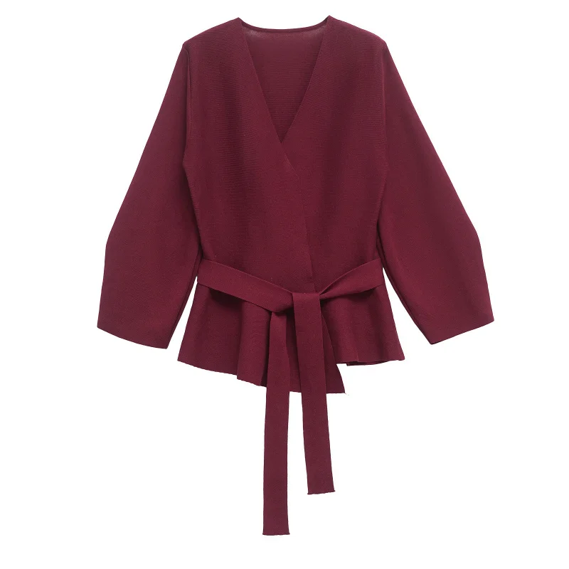 European and American Fashion Belted Padded Shoulder Long Sleeve Knitted Cardigan2025Spring New
European and American Fashion Belted Padded Shoulder Long Sleeve Knitted Cardigan2025Spring New