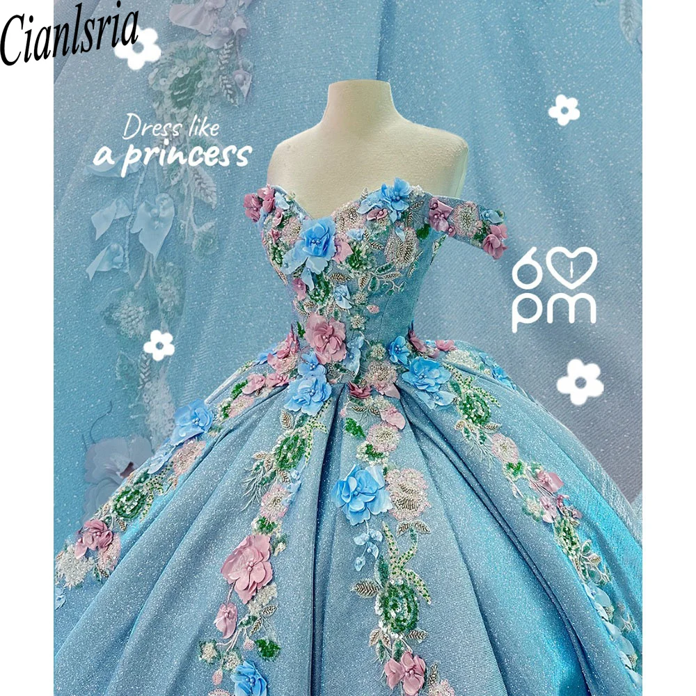 Небесно-голубое романтическое платье Quinceanera с открытыми плечами, расшитое бисером и кристаллами, бальное платье Sweet 16, Vestido De 15 Años
Небесно-голубое романтическое платье Quinceanera с открытыми плечами, расшитое бисером и кристаллами, бальное платье Sweet 16, Vestido De 15 Años