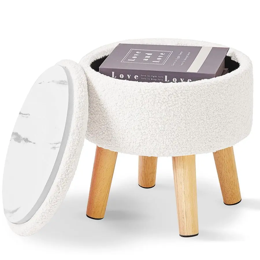 13 Inch Foot Stool Ottoman with Storage, Round Small Foot Rest with Padded Seat and Wood Legs, Teddy Velvet Mini Footstool for L
13 Inch Foot Stool Ottoman with Storage, Round Small Foot Rest with Padded Seat and Wood Legs, Teddy Velvet Mini Footstool for L