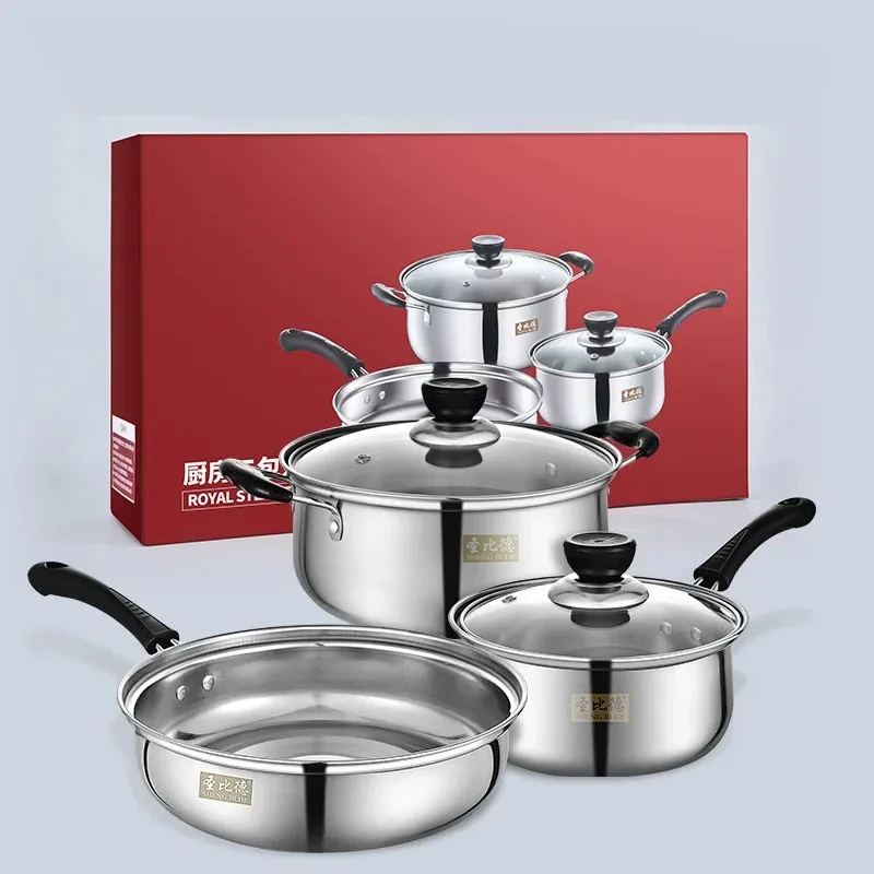 Three-Piece Set Of Pots And Pans Stainless Steel Set Of Pots And Pans Double Bottom Thickened Kitchen Cooking Pots And Utensils
Three-Piece Set Of Pots And Pans Stainless Steel Set Of Pots And Pans Double Bottom Thickened Kitchen Cooking Pots And Utensils