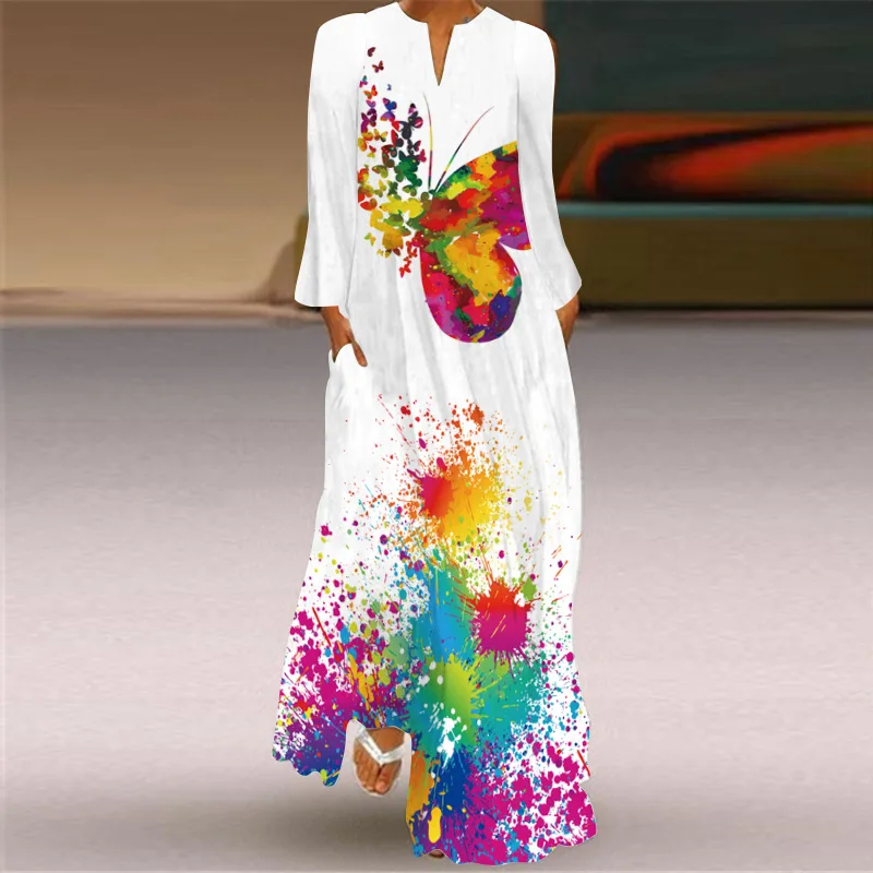 2024 Summer New Women's Vintage Butterfly Print Long Dress Elegant V-neck Long Sleeve Insert Pocket Autumn Dress Vestidos De
2024 Summer New Women's Vintage Butterfly Print Long Dress Elegant V-neck Long Sleeve Insert Pocket Autumn Dress Vestidos De