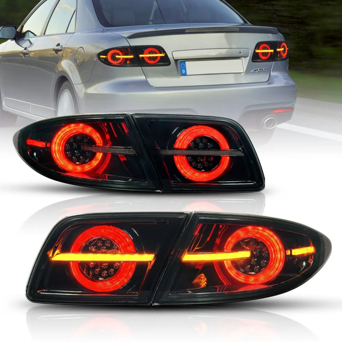 LED Tail Lights Assembly for Mazda 6 2003-2008 Sedan 4-Door Start-up Animation Sequential Turn Signal Black Rear Lamps Accessory
LED Tail Lights Assembly for Mazda 6 2003-2008 Sedan 4-Door Start-up Animation Sequential Turn Signal Black Rear Lamps Accessory