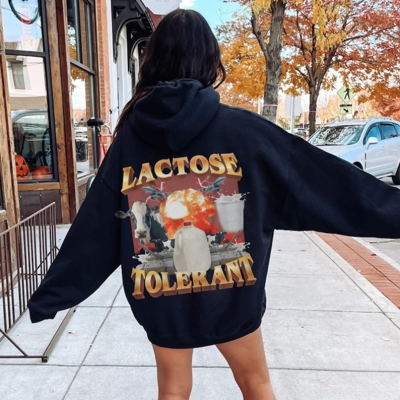 Lactose Tolerant Vintage Graphic Retro Milk 90s Funny Hoodie Funny Sweatshirt for Friends Y2k Unisex Baggy Hoodie Gifts for Him
Lactose Tolerant Vintage Graphic Retro Milk 90s Funny Hoodie Funny Sweatshirt for Friends Y2k Unisex Baggy Hoodie Gifts for Him