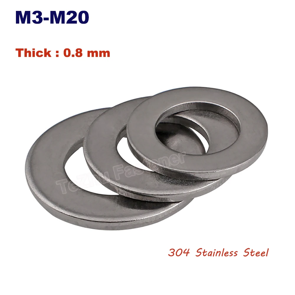 Thick 0.8mm 304 Stainless Steel Plain Washers M3 M4 M5 M6 M8 M10 M12 M14 M16 M18 M20 Gasket Metal Screw Flat Washer Thi
Thick 0.8mm 304 Stainless Steel Plain Washers M3 M4 M5 M6 M8 M10 M12 M14 M16 M18 M20 Gasket Metal Screw Flat Washer Thi