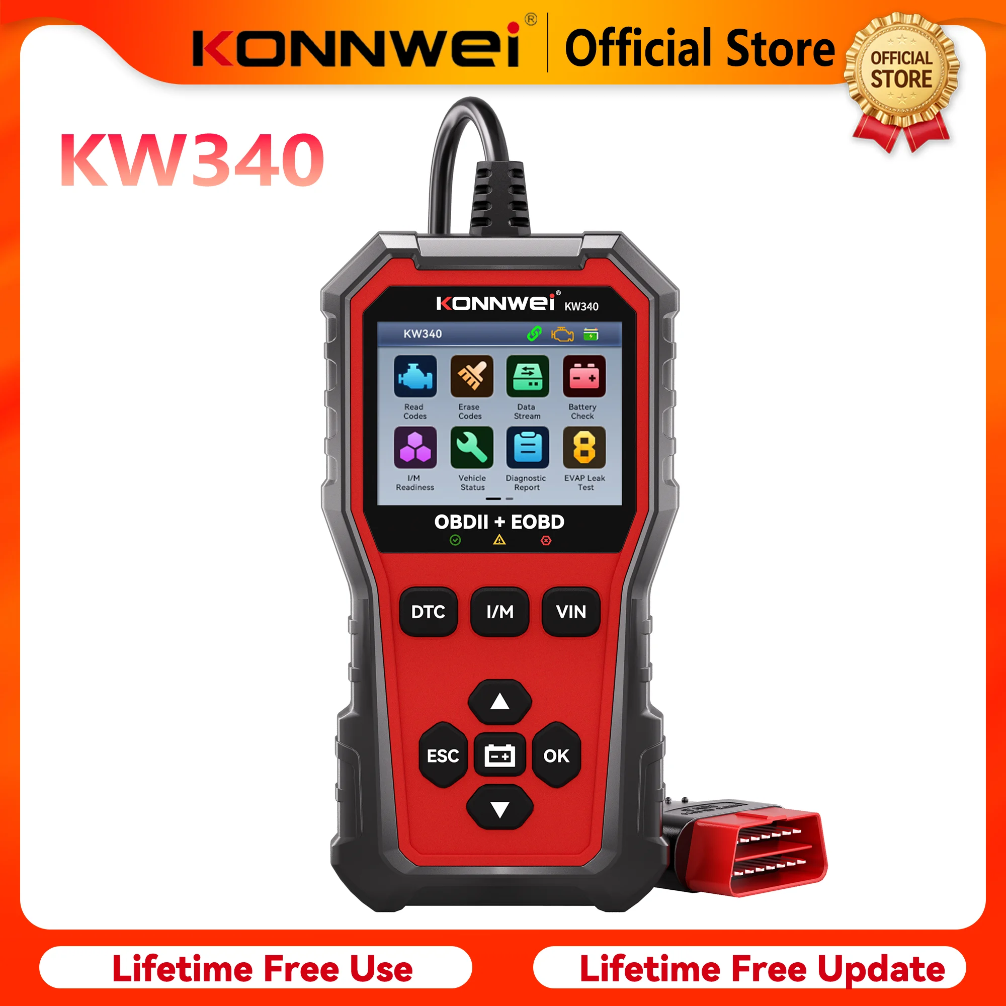 2026 KONNWEI KW340 Professional Car OBD2 Diagnostic Tool Engine & Battery Test Clear Read Fault Code Real-Time Data Auto Scanner
2026 KONNWEI KW340 Professional Car OBD2 Diagnostic Tool Engine & Battery Test Clear Read Fault Code Real-Time Data Auto Scanner