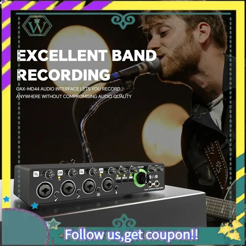 NEW GAX-MD44 Professional Microphone Sound Card 24Bit 192Khz 4 Way Audio Interface For Podcast Recording Music Instrument Durabl
NEW GAX-MD44 Professional Microphone Sound Card 24Bit 192Khz 4 Way Audio Interface For Podcast Recording Music Instrument Durabl