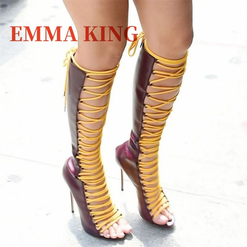 Womens Peep Toe Knee High Boots Summer Open Toe Cross Strap Women's Boots Fashion Party Gladiator Boots Stiletto Roman Sandals
Womens Peep Toe Knee High Boots Summer Open Toe Cross Strap Women's Boots Fashion Party Gladiator Boots Stiletto Roman Sandals