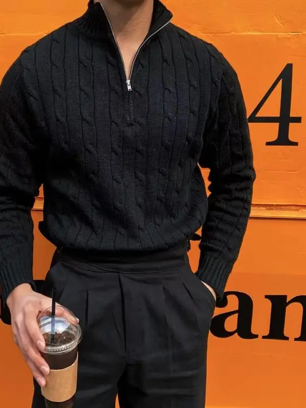 Casual Knitted Sweater Men's Autumn Winter f Zipper Stand Collar Loose Versatile Trendy Overhead Sweatirt Jaet Haome
Casual Knitted Sweater Men's Autumn Winter f Zipper Stand Collar Loose Versatile Trendy Overhead Sweatirt Jaet Haome