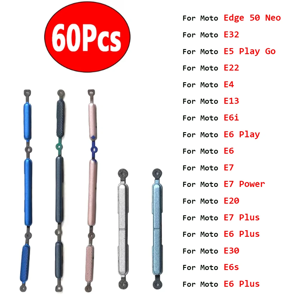 60 шт., набор боковых ключей кнопки регулировки громкости для Moto Edge 50 Neo E32 E5 Play Go E22 E4 E13 E6i E7 Power E20 E6 Plus E30 E6S 
60 шт., набор боковых ключей кнопки регулировки громкости для Moto Edge 50 Neo E32 E5 Play Go E22 E4 E13 E6i E7 Power E20 E6 Plus E30 E6S