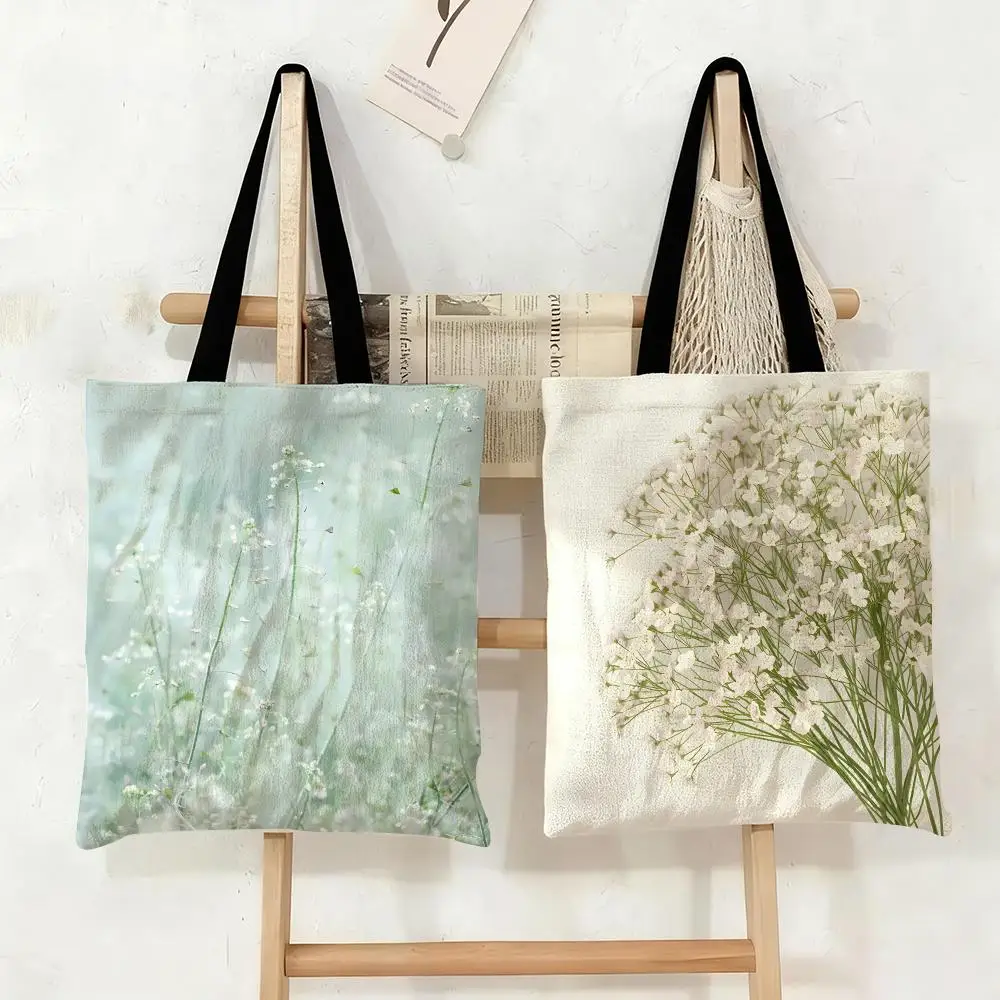 Gypsophila Storage Bags Canvas Tote Bag Large Capacity Double-Sided Print Reusable Shopping Bag Eco-Friendly Shoulder Bag
Gypsophila Storage Bags Canvas Tote Bag Large Capacity Double-Sided Print Reusable Shopping Bag Eco-Friendly Shoulder Bag