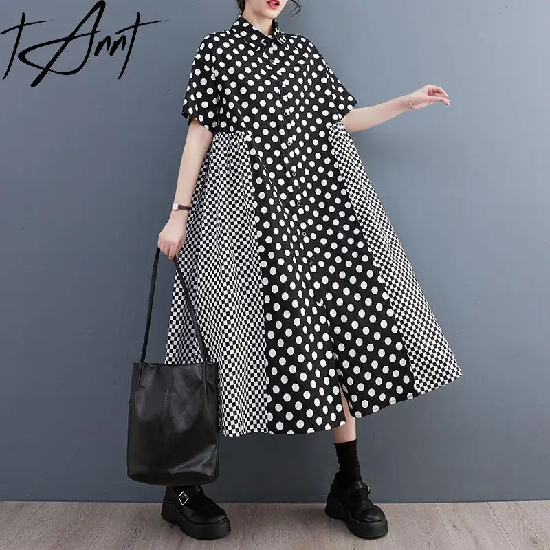 Tannt Women Dress Asymmetry Dot Color Matching Shirt Dresses For Women Short-sleeved Fashion Casual Long Summer Dresses 2025
Tannt Women Dress Asymmetry Dot Color Matching Shirt Dresses For Women Short-sleeved Fashion Casual Long Summer Dresses 2025