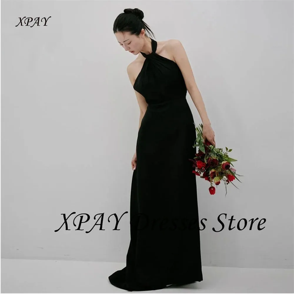 XPAY Simple Halter Black Korea Evening Dresses Customized Elastic Satin Photos Shoot Dress Wedding Reception Party
XPAY Simple Halter Black Korea Evening Dresses Customized Elastic Satin Photos Shoot Dress Wedding Reception Party