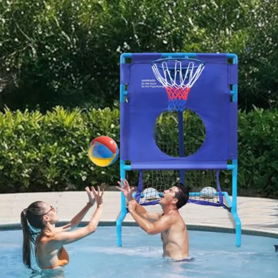 2-in-1 Poolside Basketball Hoop Water Toss Set Outdoor Sports Game for Adults Family Pool Parties, UV-resistant plastic, blue/w
2-in-1 Poolside Basketball Hoop Water Toss Set Outdoor Sports Game for Adults Family Pool Parties, UV-resistant plastic, blue/w
