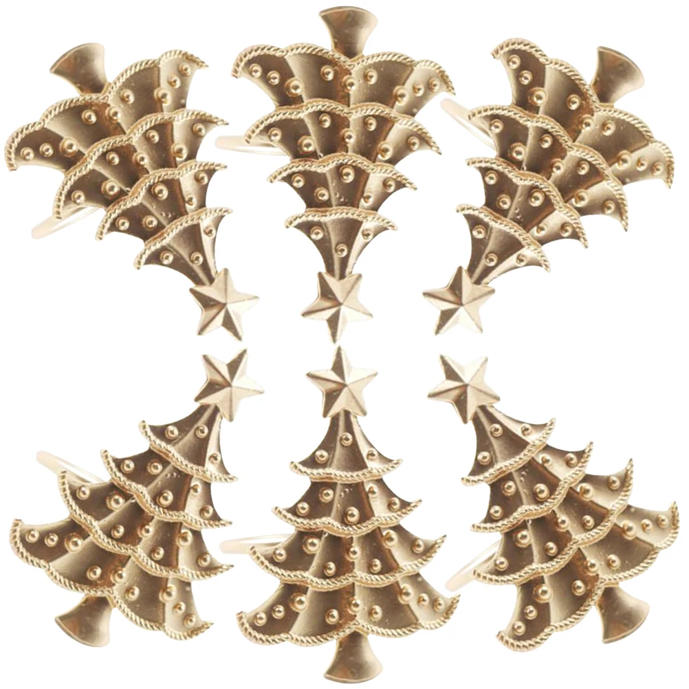 6pcs Napkin Rings Christmas Tree Shape Golden Metal Buckles Holders Reusable Tableware Accessories for Banquet Party
6pcs Napkin Rings Christmas Tree Shape Golden Metal Buckles Holders Reusable Tableware Accessories for Banquet Party