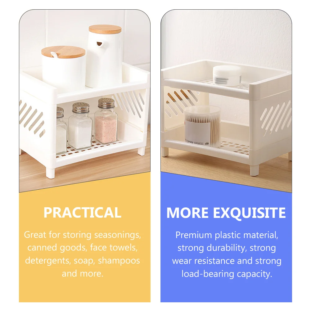 2Pcs Kitchen Storage Rack Plastic Dual layer Shelf ganizer for Seasonings Spices Bathrooms Strong Capacity
2Pcs Kitchen Storage Rack Plastic Dual layer Shelf ganizer for Seasonings Spices Bathrooms Strong Capacity