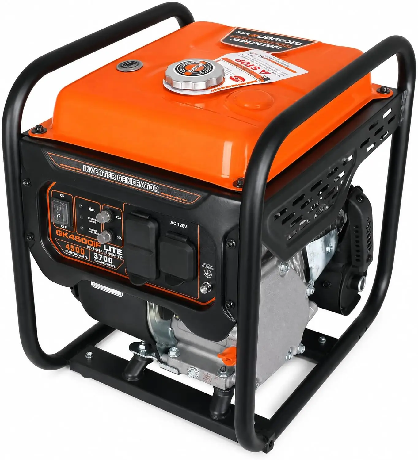 4500 Watt Open Frame Inverter Generator 30 Amp Pure Sine Wave Noise Reduced 50% 56lbs EPA complied Gas Powered
4500 Watt Open Frame Inverter Generator 30 Amp Pure Sine Wave Noise Reduced 50% 56lbs EPA complied Gas Powered