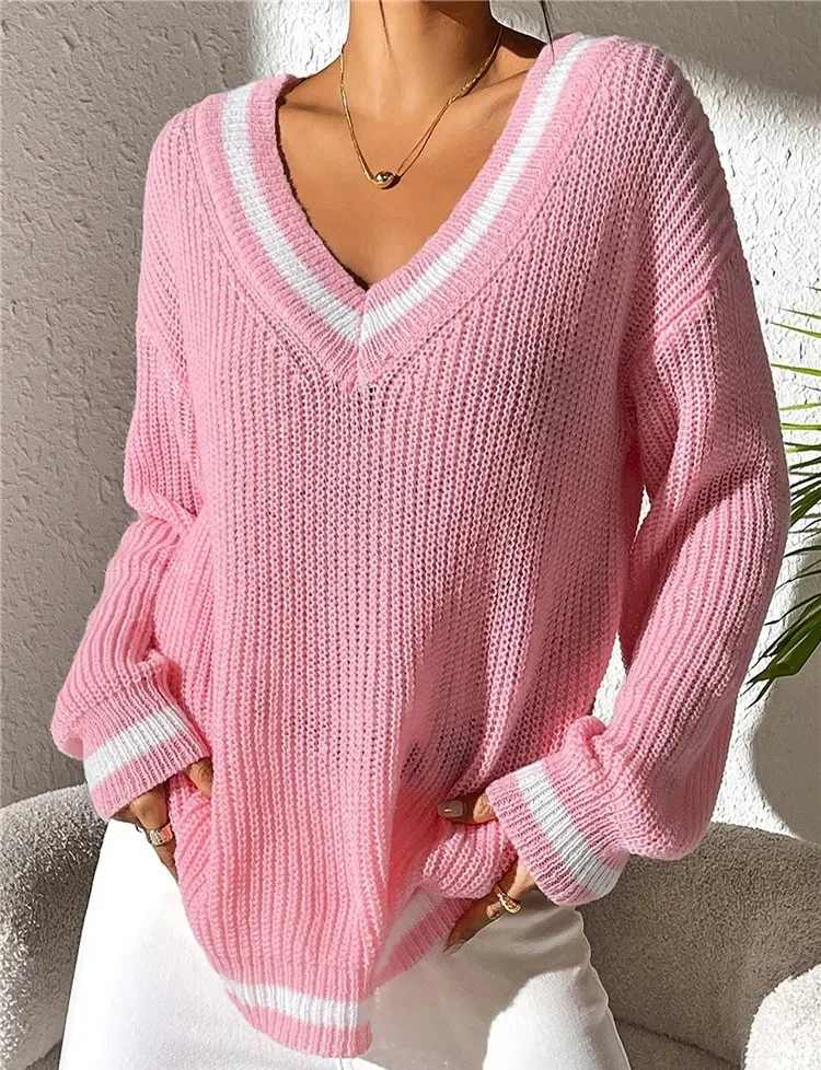 Casual Pullover Sweater for Women Autumn Winter Clothes with Sleeve V Neck Patchwork Sweaters Worm Tops Black Sweater
Casual Pullover Sweater for Women Autumn Winter Clothes with Sleeve V Neck Patchwork Sweaters Worm Tops Black Sweater