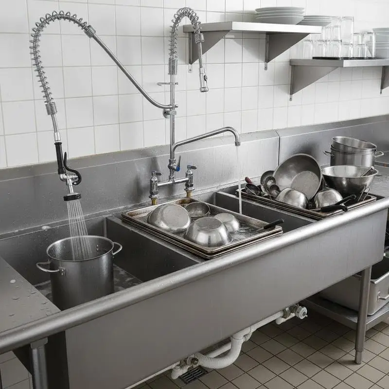 Commercial Kitchen Tap 44" For Restaurant Canteen Hotel, 8" Center 12" Swivel Spout Deck Mount Brass Construction Flexible Pre-Rinse Sprayer Compartment Sink Attachment
Commercial Kitchen Tap 44" For Restaurant Canteen Hotel, 8" Center 12" Swivel Spout Deck Mount Brass Construction Flexible Pre-Rinse Sprayer Compartment Sink Attachment