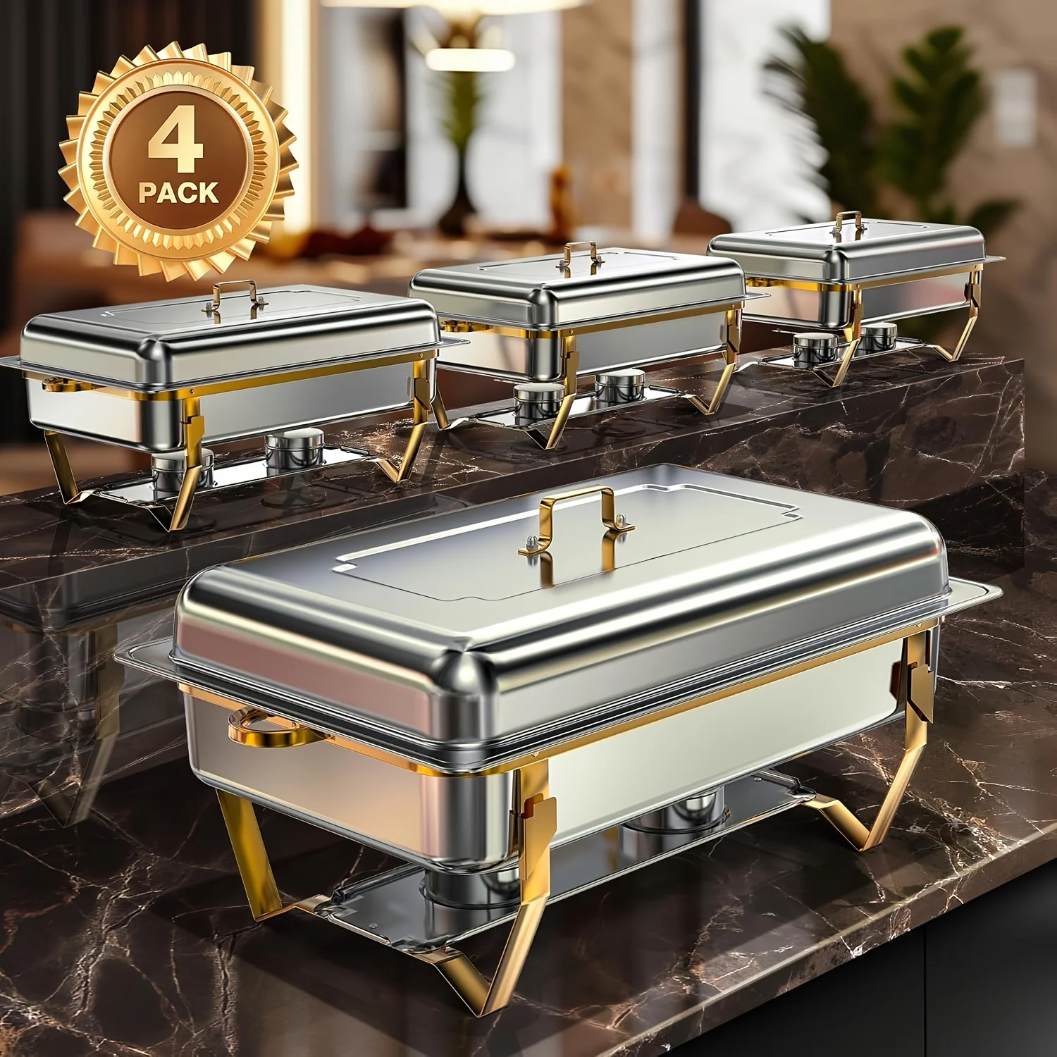 Chafing Dish Buffet Sets, 9QT 408Stainless Steel Rectangular Chafers And Buffet Warmer Sets for Catering, with Food & Water Pan, Lid, Golden Foldable Frame, Fuel Holder for Event Party Holiday, Only for Cooking
Chafing Dish Buffet Sets, 9QT 408Stainless Steel Rectangular Chafers And Buffet Warmer Sets for Catering, with Food & Water Pan, Lid, Golden Foldable Frame, Fuel Holder for Event Party Holiday, Only for Cooking