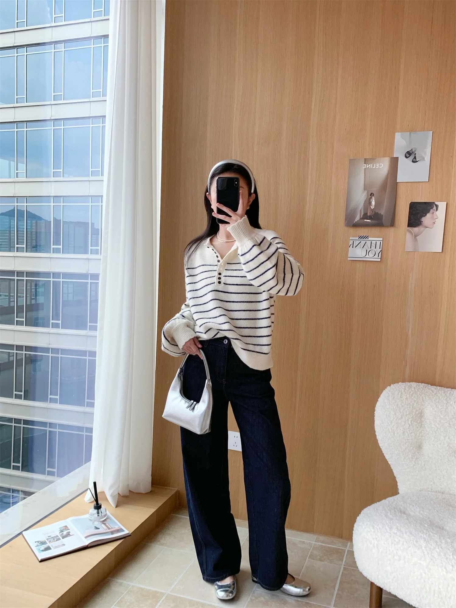 Романтичный морской стиль: женский шерстяной пуловер свободного кроя с длинными рукавами и полосками, вязаный, в французском стиле
Романтичный морской стиль: женский шерстяной пуловер свободного кроя с длинными рукавами и полосками, вязаный, в французском стиле