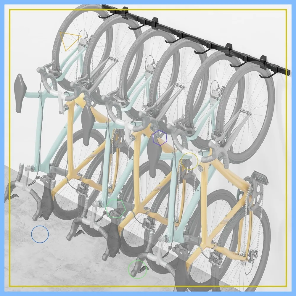 Adjustable 6-Bike Garage Rack, 78.5in Rail, Heavy-Duty Steel Wall Mount, Holds 330 lbs
Adjustable 6-Bike Garage Rack, 78.5in Rail, Heavy-Duty Steel Wall Mount, Holds 330 lbs