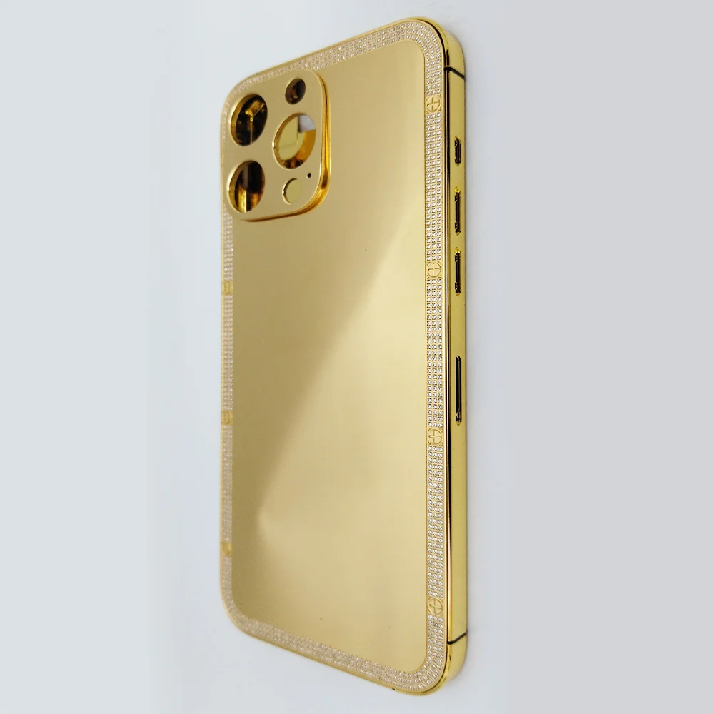 Gold plated luxury phone frame with backplate electroplated phone housing for 16 pro max
Gold plated luxury phone frame with backplate electroplated phone housing for 16 pro max