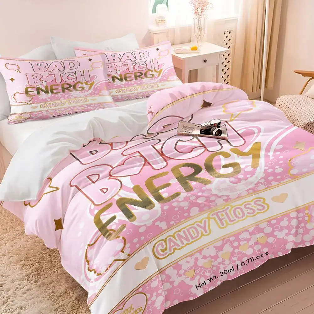 2/3Pcs Pink Aesthetic Bad Btch Energy Duvet Cover Set (1 Duvet Cover & 1/2 Pillowcase) Soft BAD Bedding Set for Bedroom Decor
2/3Pcs Pink Aesthetic Bad Btch Energy Duvet Cover Set (1 Duvet Cover & 1/2 Pillowcase) Soft BAD Bedding Set for Bedroom Decor